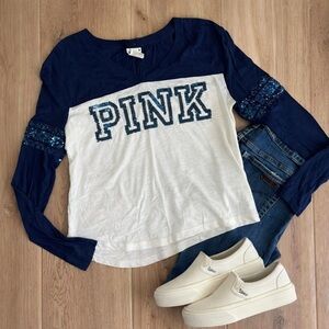 Victoria’s Secret PINK long sleeve Ragland sequined embellished tee